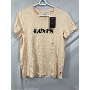 Levi's T-Shirt Graphic Tee Peach Flower Vines Women's Small NWT